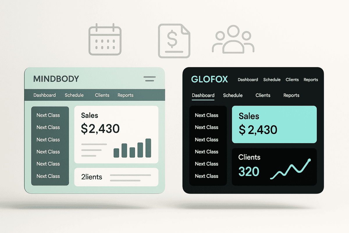 Illustrative example of Mindbody vs Glofox showing comparison